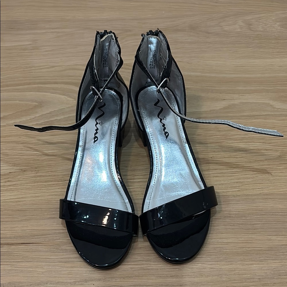 Nina Black Lace-Up Heels